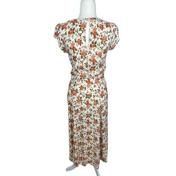 Reformation Fauna Dress Floral Button Front Mid Dress 6 Cottage Feminine Retro - Picture 7 of 13
